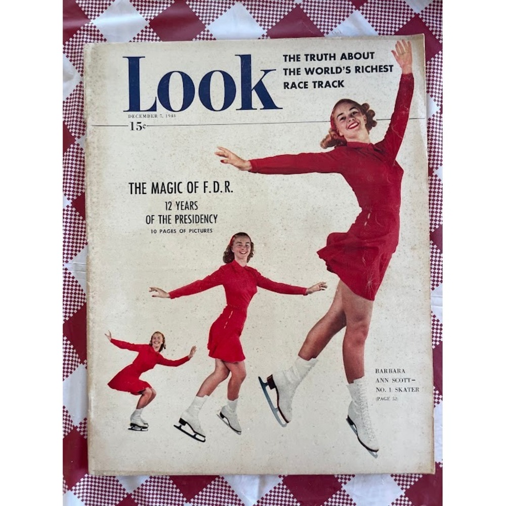 Vintage LOOK Magazine December 7 1948 Barbara Ann Scott FDR Santa Anita NO LABEL